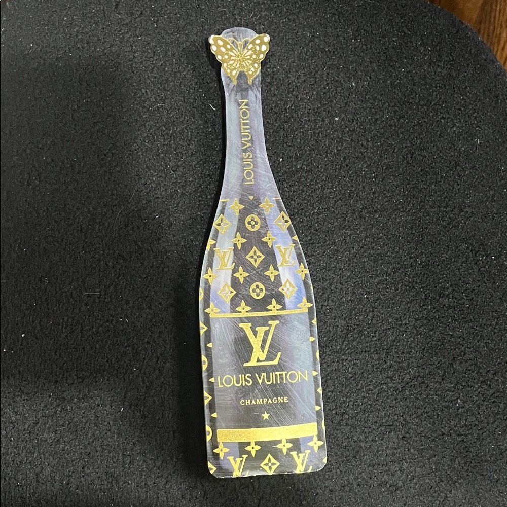 Novelty Gold and Black Champagne Bottle Decor